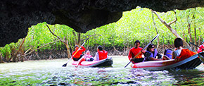 วัดถ้ำสุวรรณคูหา เขาตาปู  เกาะปันหยี พายเรือแคนู โดยเรือหางยาว